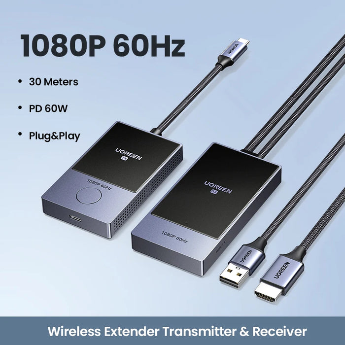 UGREEN Wireless HDMI Extender Kit 5G 30M Video Transmitter &amp; Receiver PD 60W Charging Transmits Display Adapter for PC Monitor