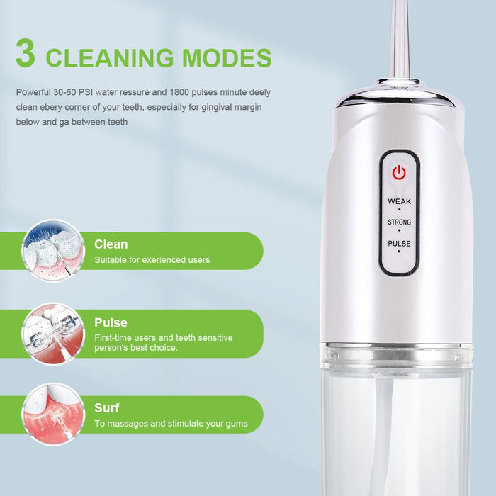 saengQ Portable Oral Irrigator Rechargeable Water Flosser Dental Water Jet Water Tank tooth Cleaner intelligent punch USB 220ML