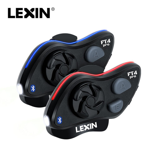 LEXIN NEW 2PCS FT4 PRO Bluetooth 4 Way Conference Motorcycle Intercom with Hands-Free Utility Headlamp Headsets Default Title