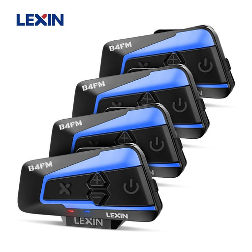 Lexin Bluetooth Motorcycle Helmet Intercom Headsets Type-C,10 Riders Wireless Communication 4pcs B4FM-X Music Sharing Default Title