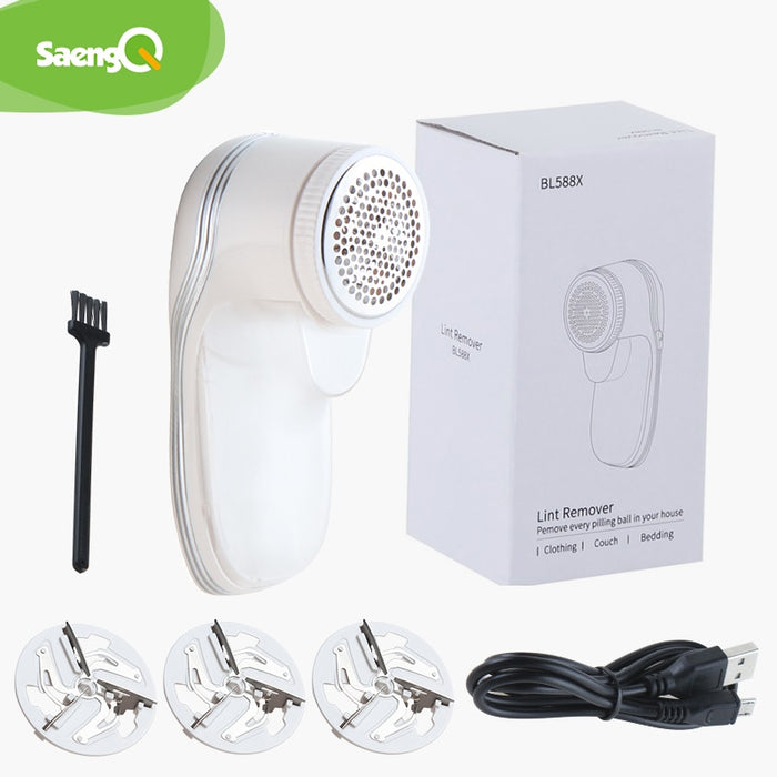 saengQ Sweater Spool Machine Lint Remover Trimmer 0.35mm Clothes Fuzz Pellet Trimmer Machine Portable Charge Fabric Shaver shaver-3 heads China