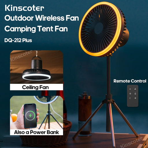 10000mAh Auto Oscillation Camping Tent Fan Desktop Floor Portable Circulator Wireless Ceiling Electric Fan with Remote Control
