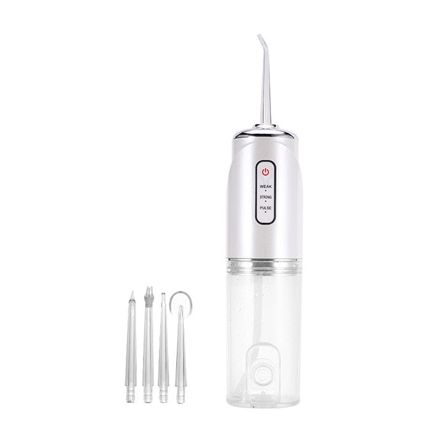 saengQ Portable Oral Irrigator Rechargeable Water Flosser Dental Water Jet Water Tank tooth Cleaner intelligent punch USB 220ML China white-220ml