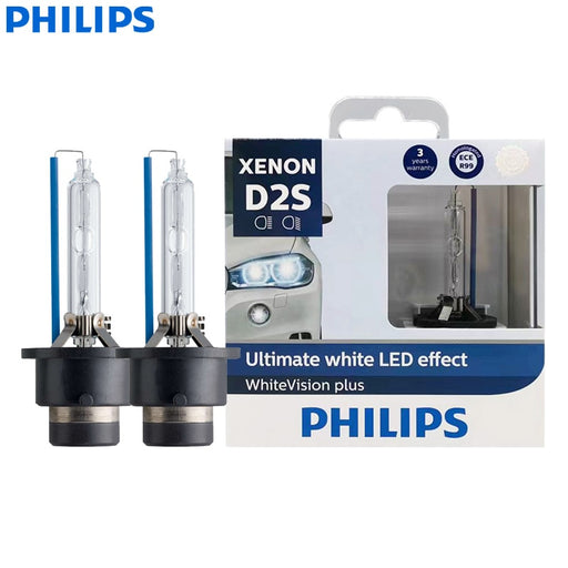 Philips D2S 35W 5000K WhiteVision Plus White Color LED Effect Xenon HID Bulbs Car Headlight +120% More Vision 85122WHV2X2, Pair Default Title