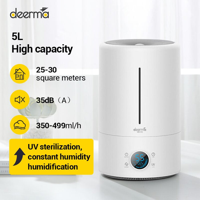 Deerma Air Humidifier F628S 5L Capacity UV lamp purification Baby Bedroom Home Office 12H Timing Air Purifying Touch EU Version