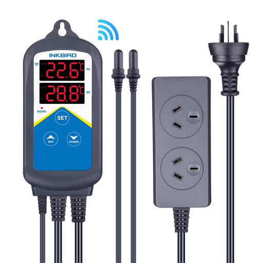 INKBIRD Wi-Fi Aquarium Temperature Controller ITC-306A Double Sockets Thermometer for Fish Tank Water Terrarium with Dual Probe China AU PLUG