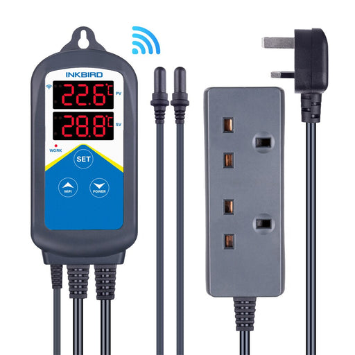INKBIRD ITC-306A Wi-Fi Aquarium Temperature Controller Double Sockets Thermometer for Fish Tank Water Terrarium with Dual Probe China UK PLUG