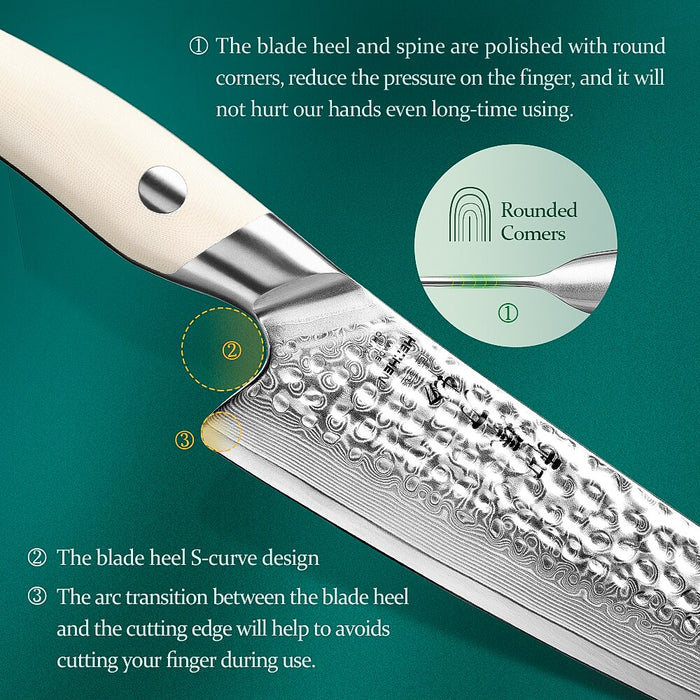 HEZHEN 7 Inch Santoku Knife Damascus Steel Kitchen Knife Cooking Cutlery 2022 New Design Kitchen Tools