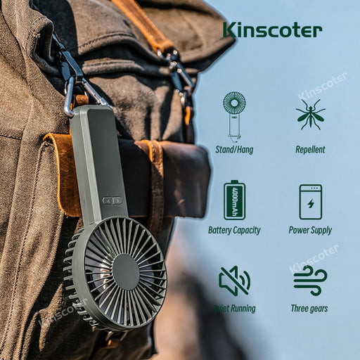 KINSCOTER 4000mAh Camping Multifunctional Mosquito Repellent Fan Portable Handheld Outdoor Hiking Quiet Circulator Power Bank