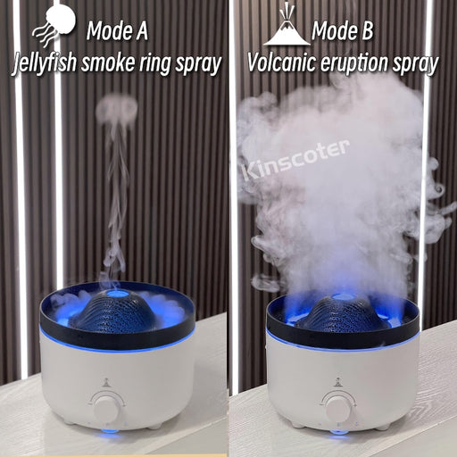 560ml Volcano Flame Air Humidifier Home Electric Essential Oil Aroma Diffuser Jellyfish Smoke Ring Sprayer With Remote Control