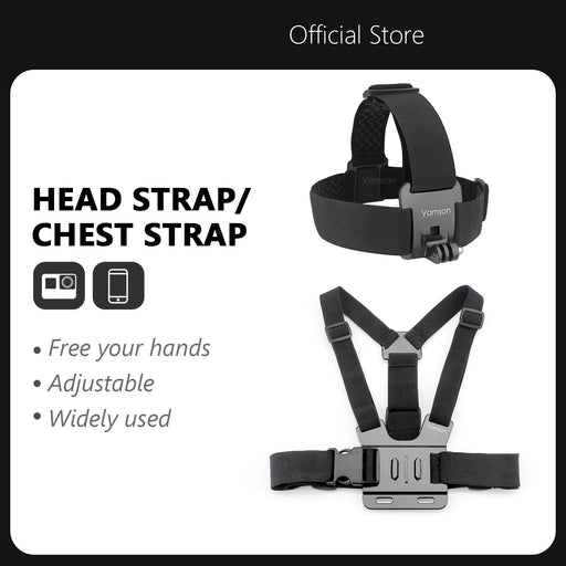Vamson Chest Strap Head Belt Strap for iPhone Xiaomi Samsung Huawei Selfie Stick Phone Clip Mount for Gopro 11 10 9 for Insta360