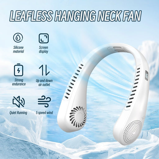 Hanging Neck Fan Portable Air Conditioner USB 2000mah Rechargeable Air Cooler 3 Speed Outdoor Electric Fan with Power screen