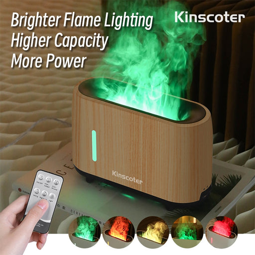 Kinscoter 240ml Flame Air Humidifier Electric Colorful Fire Essential Oil Aroma Diffuser Cool Gift With Remote Control