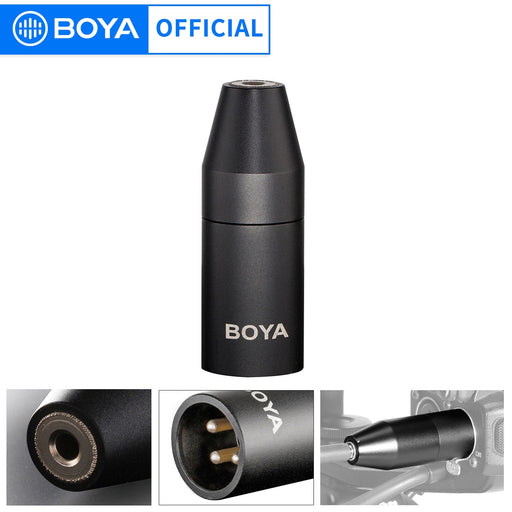 BOYA 35C-XLR 3.5mm (TRS) Mini-Jack Female Microphone Adapter to 3-pin XLR Male Connector for Sony Camcorders Recorders &amp; Mixers