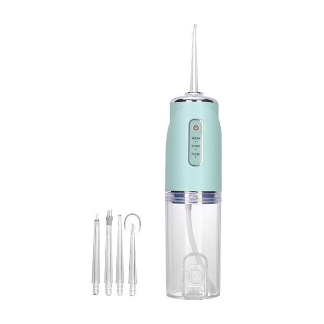 saengQ Portable Oral Irrigator Rechargeable Water Flosser Dental Water Jet Water Tank tooth Cleaner intelligent punch USB 220ML China green-220ml