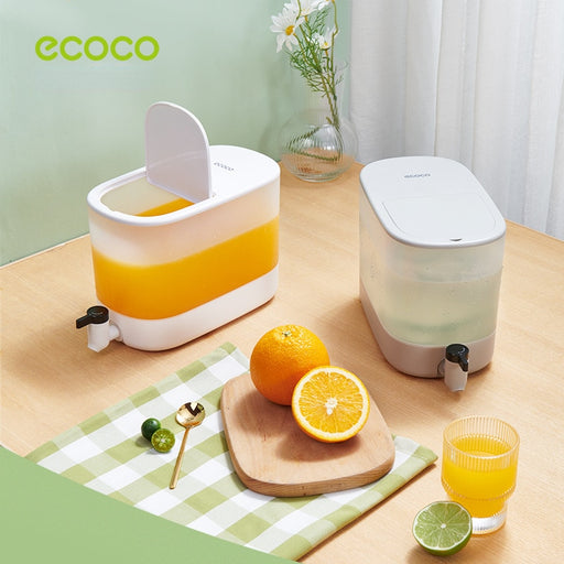 ECOCO 4L Cold Water Jug For Lemonade Cold Kettle Refrigerator With Faucet Drinkware Kettle Beverage Dispenser Cool Water Jug