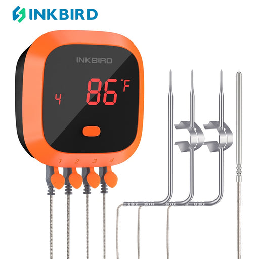 INKBIRD IBT-4XC Waterproof Food Kitchen Thermometer Bluetooth 4 Probes For BBQ, Smoker, Grill, Oven, Meat With Timer Free APP