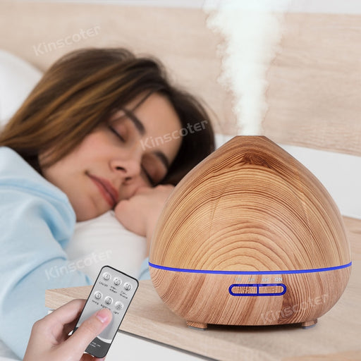 Aroma Essential Oil Diffuser 400ml Wood Grain Ultrasonic Cool Mist Whisper-Quiet Humidifier with Remote Control