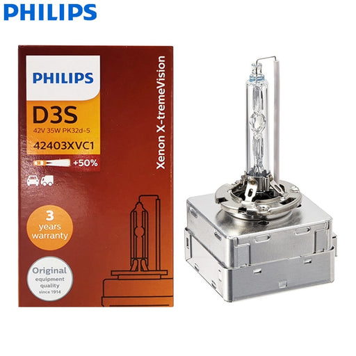 Philips X-tremeVision D3S XENON HID Car Headlight 4800K White +50% Brighter Lamp Auto Genuine Bulb Germany ECE 42403XVC1, 1X Default Title