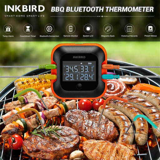 INKBIRD BBQ Meat Thermometer 4 Probes IBT-24S With Smart App LCD Screen For Grill Smoker Oven Kitchen Thermometer Tool