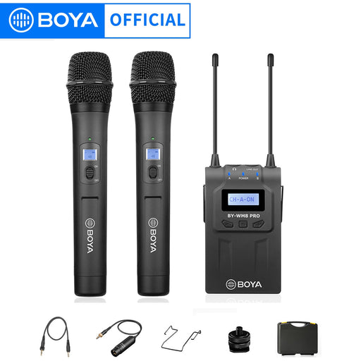 BOYA Professional UHF Condenser Wireless Lavalier Microphone BY-WM8 PRO System Handheld Mic For DSLR Camera Mixer Live Interview