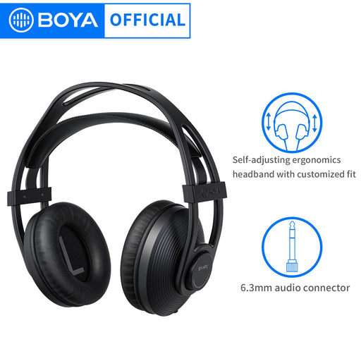 BOYA BY-HP2 Professional Monitoring Headphone Over-Ear Headset for Audio Recording Post-Production High-Power Device Gaming BOY
